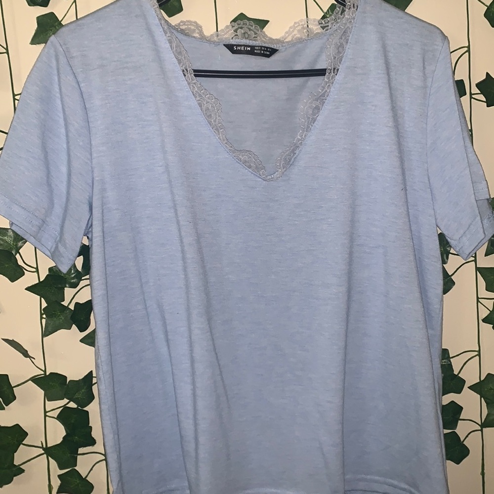 Shein blue lace shirt